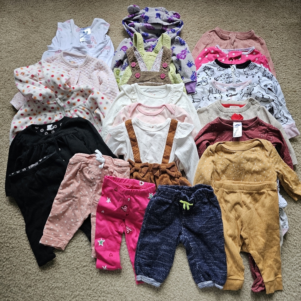 22pc baby girl clothing 3 6 month pants overalls jacket onesie halo sleep sack